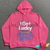 Erkek Hoodies Sweatshirts 2023FW Pembe Vetements Lucky Hoodie Erkek Kadınlar 11 Kırmızı Vetements Hoody Vintage Wash VTM Sweatshirtler Büyük Boy Tululmalar J230818