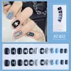 False Nails Chessboard Grid Pattern Press-on Nail Long Lasting Waterproof Short Fake For Beginners Decoration Practice
