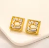 Wholesale 20styles Luxury Double Letters Designer Brand Stud Earrings High-end 18K Gold Plated Silver Stainless Steel Inlaid Crystal Ear Rings Jewelry Accessories