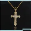 Hänghalsband retro sier cross charm fl is ut cz simaterade diamanter katolska korsfix halsband med lång kubansk kedja 4ljdh xjl3j d dh2kn