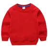 Kinderkleding Hot Sweaters Kinder Solid Color Sweater Pullover Koreaanse lente en herfst aangepaste kinderen All Cotton Top met ronde nekbodem