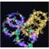 Decoração de festa liderou White Feather Head Garland Hairband Wreath Wreath Girlies Angel Hen Night Dress Dree Glow Battery Battery Drop De Dhzx8