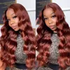 Reddish Brown Body Wave Lace Front Human Hair Wigs 220%density Body Wave Dark Brown Wig 34inch 13x6 Lace Frontal Wig for Women