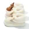 Terlik 2023 Sıcak Kış Ayakkabıları Kadın İç Mekan Sevimli Yay Düğüm Katı sürü bayanlar Ev Zemin Botları Kalın taban kızları Sokak Ayakkabı