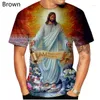 Mężczyzny T koszule Boga! T-shirt Cross Fashion 3D o Jezusa Love Everone Christian Chrześcijańska koszula z krótkim rękawem