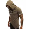 Heren t shirts modemerk capuchon t-shirt gebroken koper camouflage gepersonaliseerde fitness geplooide korte mouw