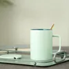 Tassen 450 ml nordischer Stil Einfacher fester Farbe Keramik Kaffeetasse Küche Milk Tee Frühstück Tasse Büro Wasser mit Decklöffel