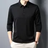 Männer polos authentische Männer mittleren Alters Waffel Langarm T-Shirt Casual Autumn Basis Hemd Revers Polo Papa