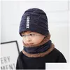 Hats Scarves Sets Winter Children Knitted Hat Ring Scarf Kids Warm Baby Plus Veet Thick Soft Cap Boys Girls Fleece Lining Beanies Dr Dhaoj