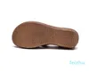 Tastabo Genuine Leather Ladies sandals Openwork flat Set Beach shoes S2618 Brown Apricot color Summer daily sandals Leisure