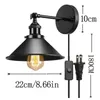 Wandlampe mit Schlafzimmer Home Industrial für Vinatge Stecker Black Room Loft Kordleichter