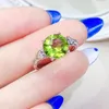 Clusterringe Natural Real Green Peridot Round Love Heart Ring 9 9mm 3.5ct Edelstein 925 Sterling Silber Fine Juwely Frauen x22396