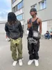 Erkek Kot Moda Gotik Punk Kaya Mektubu Kot Pen Y2K Street Hip Hop Harajuku Günlük Gevşek Çok Yönlü Düz Geniş Bacak Pantolonları 230815