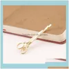 Hair Clips Barrettes Jewelry Fashion Women Vintage Brief Gold Plated Alloy Scissor Wholesale Drop 53Bgw J5Sez Delivery Hairjewelry Dhecu