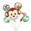 Decoração de festa 1set desenho animado animal marrom macaco helium balão zoo safari fazenda tem tema decorações de aniversário infantil kids chovery baby brinquedo d dhrh0