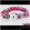 Bracelets à breloques Drop Delivery 2021 Bohemian Mticolor Cotton Cords Sier Color Ethnic Wrap Noosa Snap Button Bijoux Femmes Aessories Dhwdd