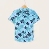 Hommes T-shirts Tee Shirt Épais Bord De Mer Rayé Coloré Imprimé Manches Courtes Poignets Bouton Port Style Floral Vers Le Bas