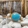 Bangle Europese en Amerikaanse wind turquoise Pearl Plating Bracelet Dames Persoonlijkheidstrend Net Red Sieraden