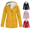 Vestes Femme Veste de Pluie Manches Longues Femme Randonnée Sweat à Capuche Couleur Unie Capuche