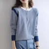 Pulls femme col demi-ouvert or soie noir et blanc grille printemps automne rond mode coréenne pull tricoté polyvalent