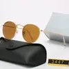 Klasik Tasarım Markası Yuvarlak Güneş Gözlüğü UV400 Gözlük Metal Altın Çerçeve Yasak Yasaklar Erkek Kadınlar Ayna Cam lens güneş gözlüğü kutusu Dyjdk