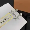 Brand Designer MiuMiu Fashion earrings new star studded five pointed star pearl Miu's simple temperament s925 silver needle earrings luxury Accessories Jewelry