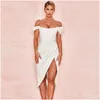 Abiti casual di base crittografici al largo di shder sexy sexy split split corset satinato abito bodycon women women party night club elega dhkjf