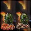 Other Interior Accessories Lava Dragon Egg Glowing Dinosaur Collection Statue Resin Souvenir Crystal Mineral Gems Home Decor Car Dec Dhtjz