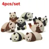 ألعاب التحول الروبوتات 4pcs/مجموعة Panda Life نسخة لطيفة النمذجة DIY Micro Landscape Meaty Pardening Small Fresh Landscaping Doll Descoration 230818