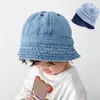 Caps Hats zomer Babyhoed Solid Color Soft Cowboy Boy Boy Girl Bucket Buiten Beach Panama Cap Sun 230818