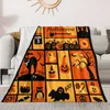 Cobertores Chapéu de bruxa Bortos pretos Decorados de abóboras para sofá -cama cadeira de halloween tema de flanela de tiro com cobertor Gift Spiderwebs R230819