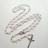 Pendant Necklaces E0BE Fashionable Christian Jewelry Prayers Beads Necklace Cherry Flower Chokers