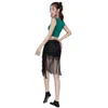 Scen Wear Dynamic Belly Dance Midje Chain Ornament Women Triangle Long Tassel Oriental Sequin Black Hip Scarf