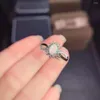 Anelli a grappolo gioielli fine 925 argento sterling intarsiato con gemma naturale nobile fiore ovale per fiore ovale di supporto anello opale bianco