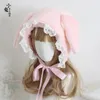 Beanie Skull Caps Japanese sweet loppy eared rabbit lei feng s cap lace lolita earmuffs joker fluffy warm winter hats 230818