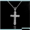 Hänghalsband retro sier cross charm fl is ut cz simaterade diamanter katolska korsfix halsband med lång kubansk kedja 4ljdh xjl3j d dh2kn