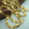 Chains 5mm Width Mens Handsome Yellow Gold Vacuum Plating Link Necklace 50-70cm Length N228