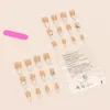 False Nails 24Pcs Detachable Milky Pink Gradient Wearable Long French Ballerina Fake Press On Nail Art Full Cove