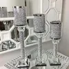 Decoratieve beeldjes kristal gemalen diamant in zilveren bling spiegel glas kandelaarhouders om je huis / kantoor luxe te schitteren
