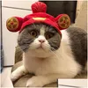 Chat Costumes Hiver Chaud Pet Chapeaux Drôle De Bande Dessinée Oreilles D'animaux Chapeaux Costume De Noël Cosplay Cap Accessoires Décoratifs Drop Deliver Dhh93