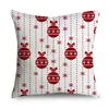 Kudde god julkast täcker 40/45/50 cm snöflingor godisreindeers rött vitt fodral för soffa heminredning