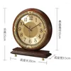 Table Clocks Nordic Luxury Wooden Bedrooms Desktop Retro Decor Modern Horloge Bois Office Desk Decoration QF50TC