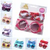 Groothandel 20 kleuren Kinderen Baby Girls Zonnebril Haarband Set Anti-UV Cartoonglazen Knoop Bow Hoofdband Foto Props Geschenken