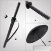 Parapluies Creative Man Long Handle Samurai Ninja Sword Umbrella Japanese Ninja-Like Grand Windproof Sun Rain Straight Open Drop Delive Dhccf