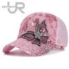 Bollmössor Fashion Women's Cap Butterfly Flower Pendant Baseball Kvinnlig utomhusjusterbar streetwear Summer Trucker Hat 230818