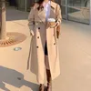 Dames Trench Coats Spring Woman Lange jas mode Koreaanse streetwear losse mantel casual elegante kaki zwarte windbreaker 230818