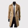 Hommes laine mélanges Double boutonnage Trench Coat mélange haute qualité marque mode décontracté Slim Fit couleur unie vêtements veste 230818