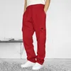 Pantaloni da uomo uomini pantaloni da carico casual eleganti con tasche elastici in giro per la cintura per streetwear sportivo