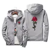 Vestes Femme Printemps Basique Veste À Capuche Manteaux Broderie Rose Causal Hommes Coupe-Vent Léger Bomber Famale Blanc Goutte D Dhs3W