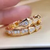Wedding Rings Gold Ploated vervaagt geen Snake Open Ring voor vrouwen koper zirkoon elegante en prachtige vrouwelijke mode -sieraden